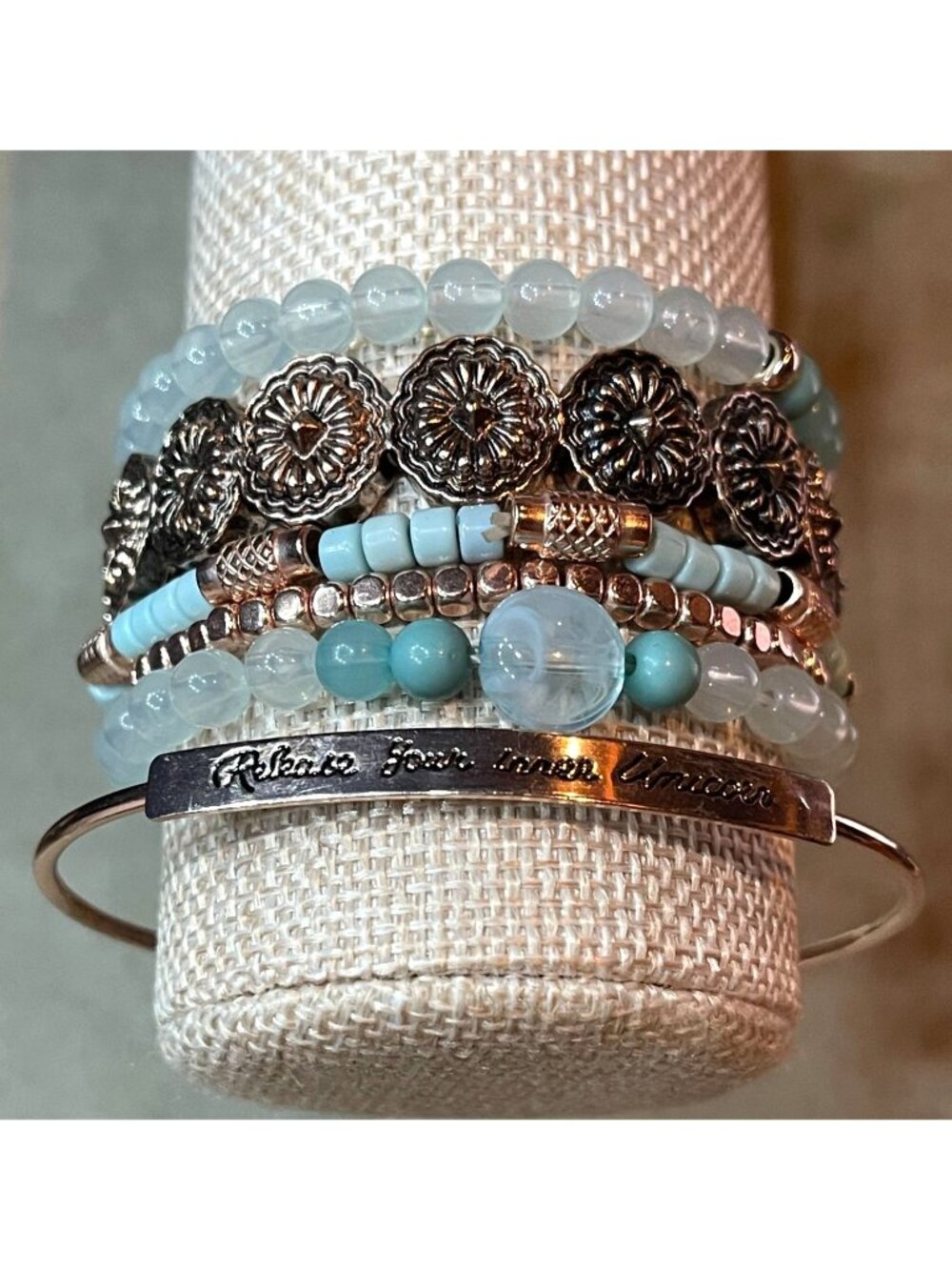 Vintage Y2K Bohemian Style Stacked Charm Bracelet Set Release Your Inner Unicorn